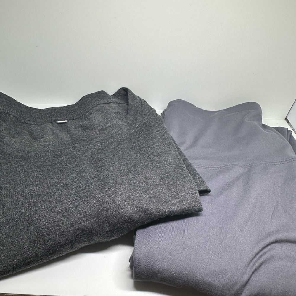 Gray and Dark Gray T-shirt and Pants Set